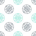 Green World and global news concept icon isolated seamless pattern on white background. World globe symbol. News sign Royalty Free Stock Photo