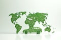 Green World Map - 3D tree or forest shape of world map isolated on white background. Generative AI Royalty Free Stock Photo