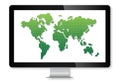 Green world map on isolated screen vector illustration Royalty Free Stock Photo