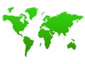 Green World map representing environmental global goals - map picture isolated on a white background