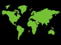 Green World map representing environmental global goals - map picture isolated on a black background Royalty Free Stock Photo