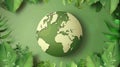 Green World Paper Cute Style With Earth, Earth Day Banner and World Environment Day Concept Royalty Free Stock Photo