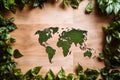 Green worldmap stopping climate change created with generative AI technology