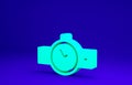 Green Wrist watch icon isolated on blue background. Wristwatch icon. Minimalism concept. 3d illustration 3D render