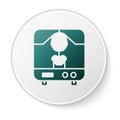 Green X-ray machine icon isolated on white background. White circle button. Vector Illustration Royalty Free Stock Photo