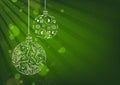 Green Xmas Background with Christmas Balls Drawing