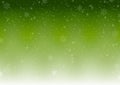 Green Xmas Winter Background with Falling Snowflakes