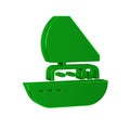 Green Yacht sailboat or sailing ship icon isolated on transparent background. Sail boat marine cruise travel.