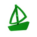 Green Yacht sailboat or sailing ship icon isolated on transparent background. Sail boat marine cruise travel.