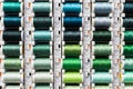 Green yarn. Colored spools of sewing thread Royalty Free Stock Photo