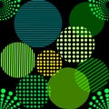 Green and yellow abstract geometric background with circles, trendy clothing color Royalty Free Stock Photo