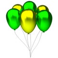 Green and yellow birthday balloons