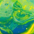 Green Yellow Blue Acrylic Flow Painting Royalty Free Stock Photo