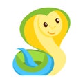 Green, yellow and blue baby snake. Cartoon style Royalty Free Stock Photo