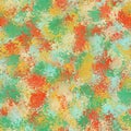 Green, yellow and blue colored random spots, round splashes. Abstract seamless pattern