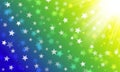 Green, yellow, blue, the colors of the Brazilian flag, white stars bokeh, celebrate, celebration, carnival, bright background Royalty Free Stock Photo