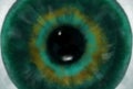 Green, yellow and blue eyeball, optical, ophthalmology background.