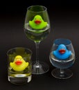 Green, yellow and blue rubber duck Royalty Free Stock Photo