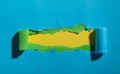 Green, yellow, blue torn paper. Space for your text Royalty Free Stock Photo