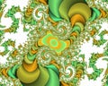 Green yellow bright fractal abstract background, flowery texture