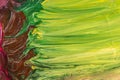 Green, yellow and brown acrylic paint brush strokes texture background. Royalty Free Stock Photo