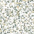 Green, yellow and brown volume bubbles on the white background. Abstract seamless pattern