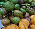 Green and yellow coconuts Royalty Free Stock Photo