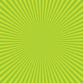 Green-yellow color burst background of light rays. Cartoon and comics style background. Vector illustration Royalty Free Stock Photo