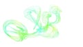 Green and yellow colorful smoked Interesting funky colored smoke splash isolated on white