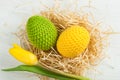 Green yellow crocheted easter eggs