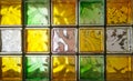 Green and yellow glass block wall background Royalty Free Stock Photo