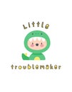 Green and Yellow Little Troublemaker Tshirt Template Royalty Free Stock Photo