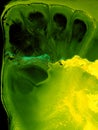 Green and yellow neon creative hand painted background, marble texture