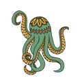 Green yellow octopus tangle pattern.