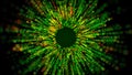 Green Yellow Orange Shiny Blurry Focus Sparkle Dotted Lines Particles Space Burst Form Circle Hole Royalty Free Stock Photo