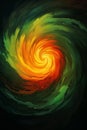 a green yellow and orange storm painting generative AI