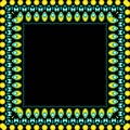 Green and yellow ornament pattern on black background Royalty Free Stock Photo