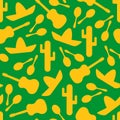 Green and yellow outline mexican seamless pattern