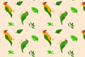 green and yellow parrots - tropical fabric pattern