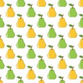 Green & Yellow Pears Pattern on White