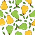 Green and Yellow Pears Seamless Pattern Royalty Free Stock Photo
