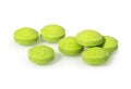 Green yellow pills closeup macro photography Royalty Free Stock Photo