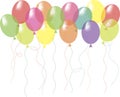 Green, yellow, pink, red, orange, purple transparent shiny balloons on a white, background Royalty Free Stock Photo