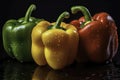 green, yellow and red bell peppers