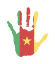 Green, yellow, red color of the flag. vector handprint in the form of the star flag of Cameroon