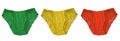 green yellow red female underwear isolated on a white background Royalty Free Stock Photo