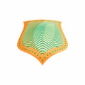 Green and yellow shield icon, cartoon style Royalty Free Stock Photo