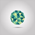 Green and Yellow sphere mosiac polygon shape vector icon Royalty Free Stock Photo