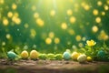 Green yellow sunlight natural backdrop, Morning fresh light bokeh wallpaper, Easter egg