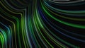 Green-yellow, white laser, rainbow, blue multi-colored wires, light green threads. Abstract colored linear background. Nanofiber